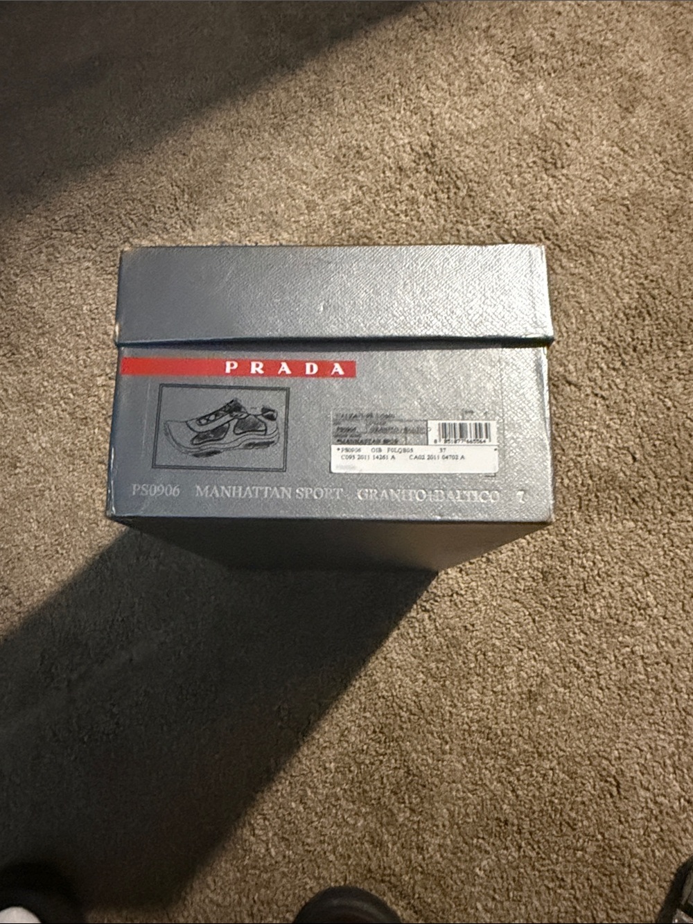 Prada Men's Sneakers - Silver with Red Logo